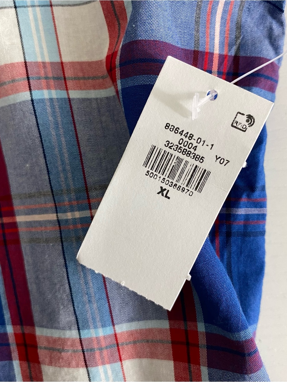 Old Navy Mens The Everyday Shirt Size XL Red White Blue Plaid Button Up Cotton - Picture 5 of 15